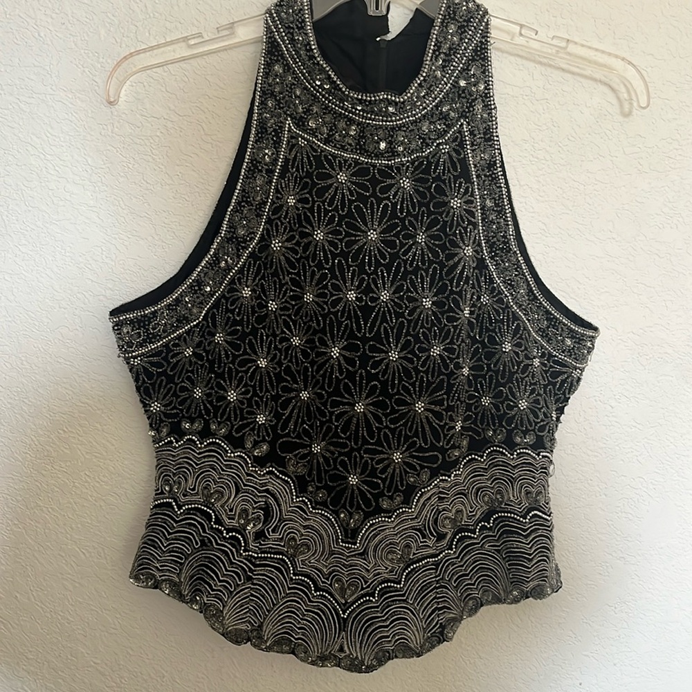 Silver Beaded/Sequined Formal Top